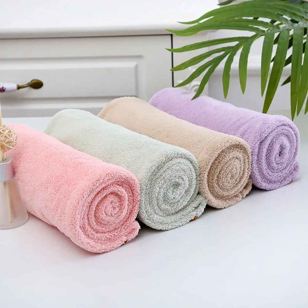 Women Hair Drying Hat Quick-dry Microfiber Hair Towel Cap Hat Bath Hats Solid Coral Velvet Super Absorption Turban Hair Dry Cap