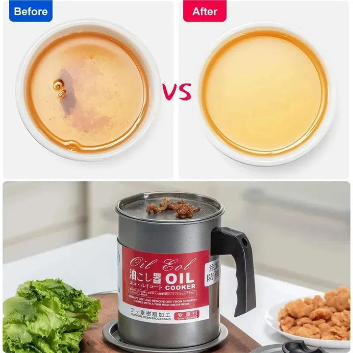 Stainless Steel Oil Filter Pot Household Dripping Oil Filter Pot Can Grease Strainer Storage Container
