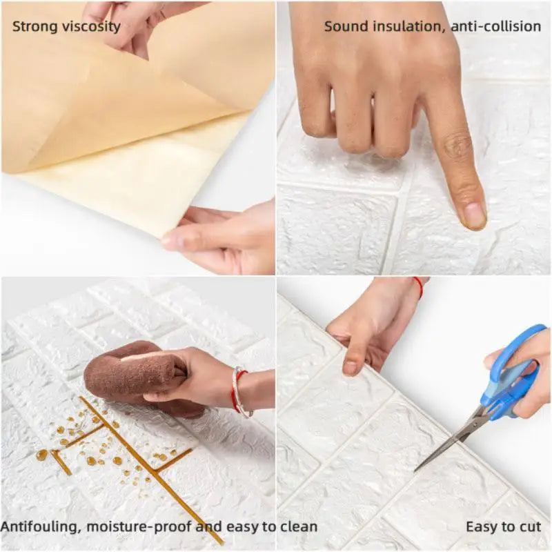 Self-Adhesive Wallpaper 38*35cm*3/5m Continuous Waterproof Brick Wall Stickers Living Room Bedroom Children's Room Home Decor
