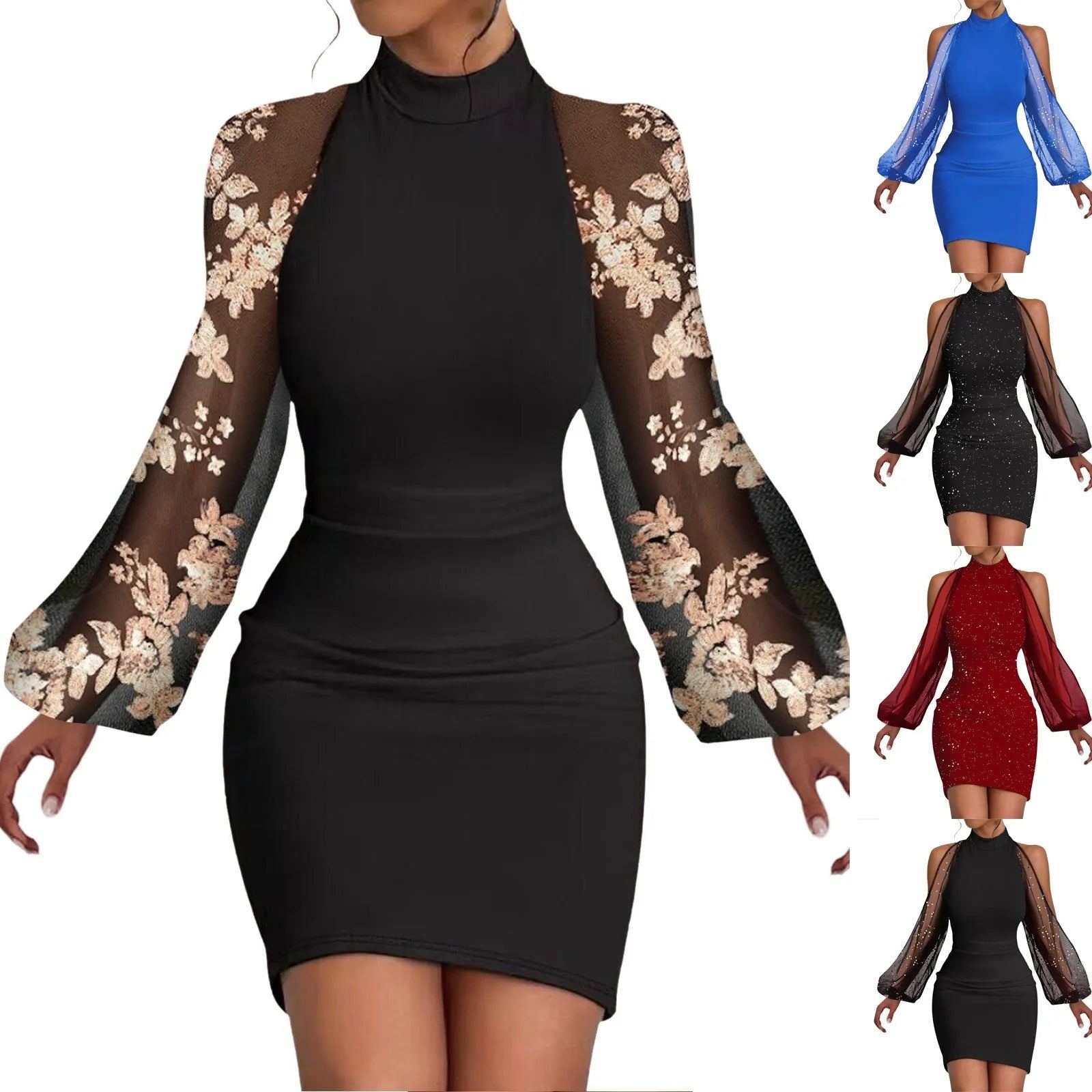 Party Dresses For Women 2024 Solid Color Transparent Mesh Bodycon Dresses For Women Clubwear Holiday Dresses For Women Vestidos