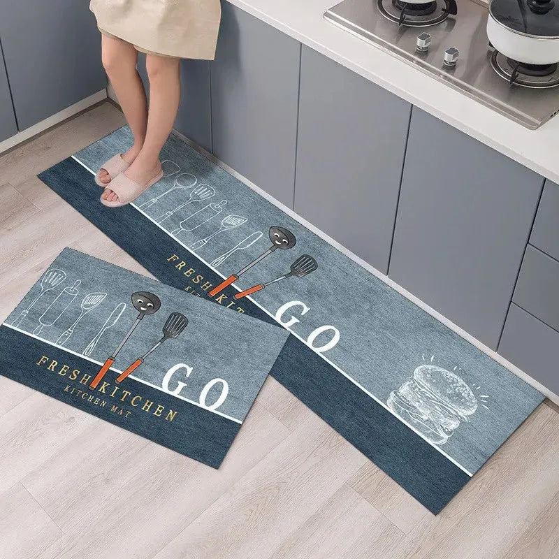 2Pcs/Set Modern Kitchen Mat Anti-slip Floor Carpet Household Carpet Long Strip Entrance Door Mat Bathroom Mat Home Decor Carpet