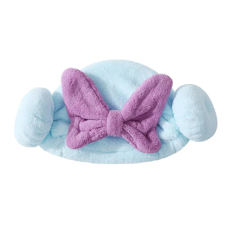 Coral Fleece Quick Hair Drying Bath Towel Shower Cap Spa Bowknot Wrap Towel Hat Cap For Women Bathroom Accessories Bonnets