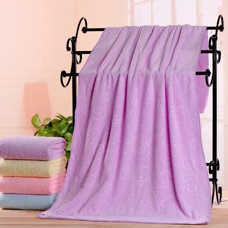 70x140cm Bear Print Shower Towel Large Beach Towels Quick-drying Towel Bath Towel Absorbent Soft Comfort Microfiber Bathrobe