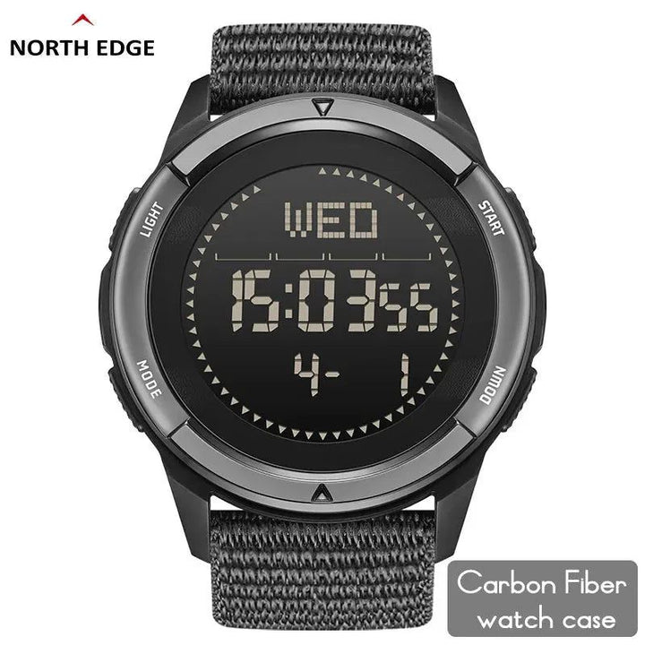 NORTH EDGE ALPS Men's Carbon Fiber Digital Watch Shock Militray Sports Super Light Outdoor