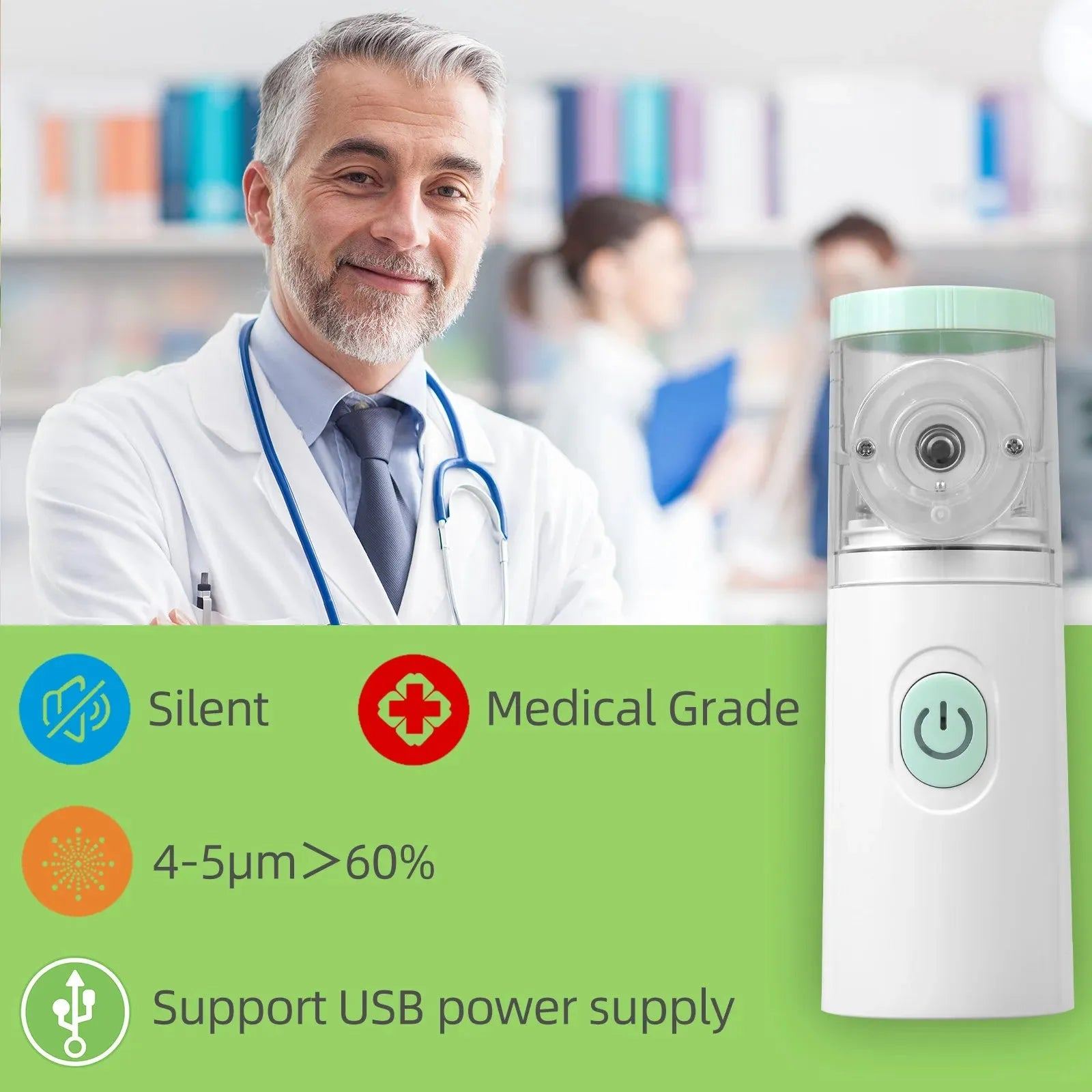 Portable Mini Nebulizer Silent Handheld Inhaler Ultrasonic Nebulizer Medical Grade Atomizer Baby Kids Adult for Cough Asthma