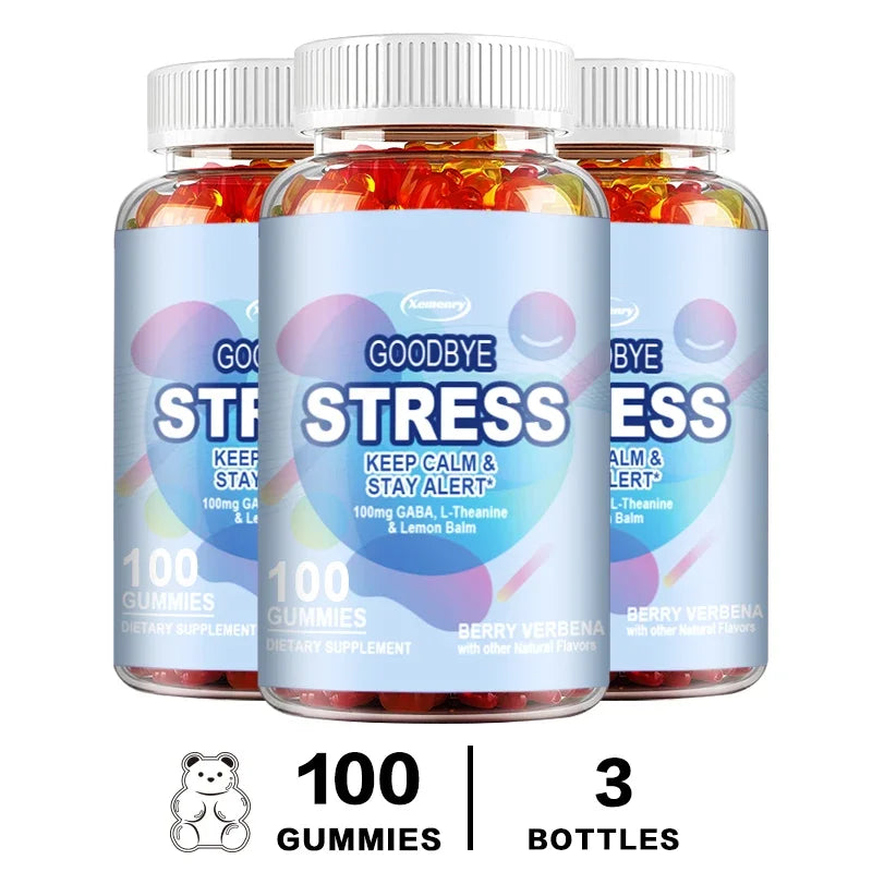 Goodbye Stress Gummies - with GABA, L-Theanine, Lemon Balm - Relieve Stress, Improve Negative Emotions, and Relax
