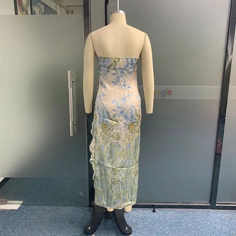 Women Maxi Dress Summer Fashion Strapless Sleeveless