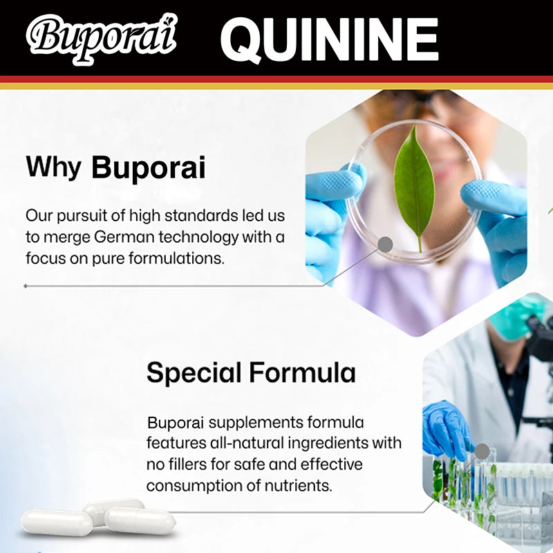 Quinine Capsules 500mg - Relieve Leg Cramps, Aid Digestion, Enhances Immunity