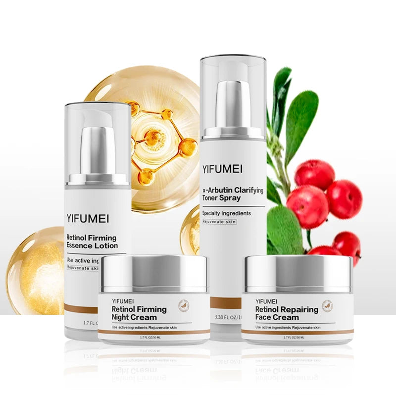 Retinol Arbutin Face Set Night & Day Moisturizing Refreshing Firming Skin Care Skin Streaming Facial Cream for All Skin Types