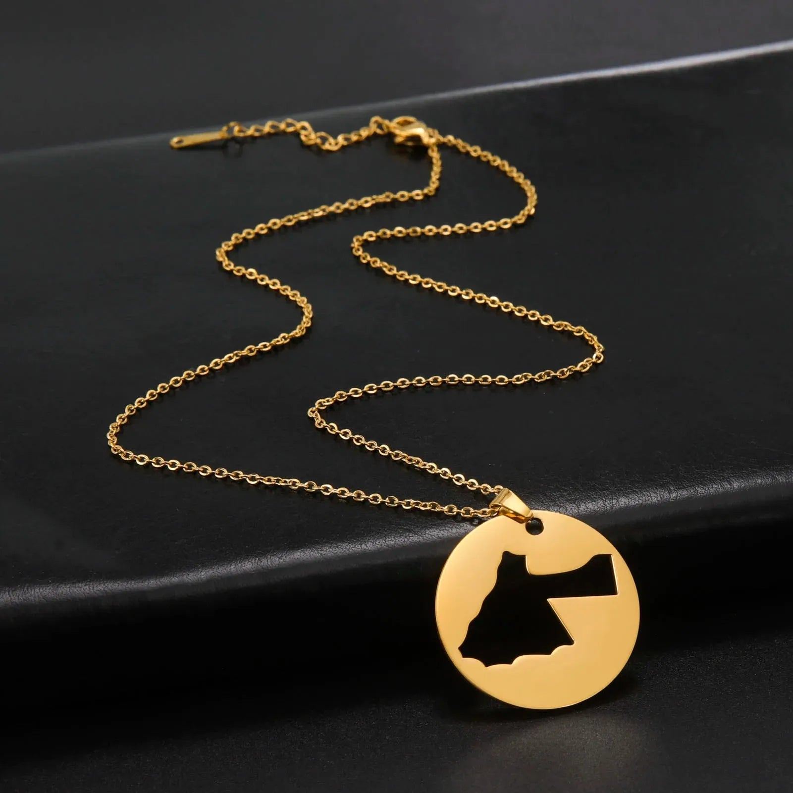 Cazador Hollow Jordan Palestine Map Necklaces Jewelry 2024 Stainless Steel Pendant Necklace for Women Anniversary Birthday Gift