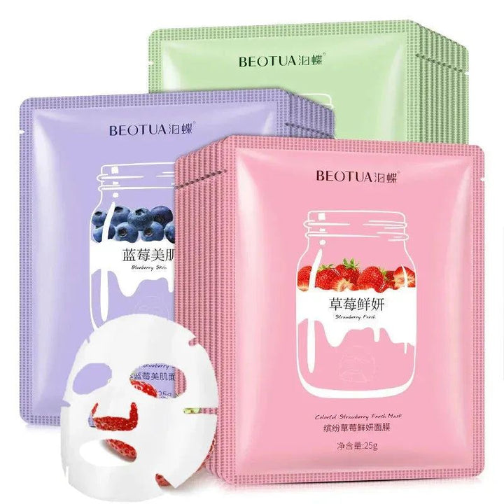 15pcs BEOTUA Fresh Fruit Face Mask Hyaluronic Acid Hydrating Facial Mask Moisturizing Firming Face Masks Skin Care