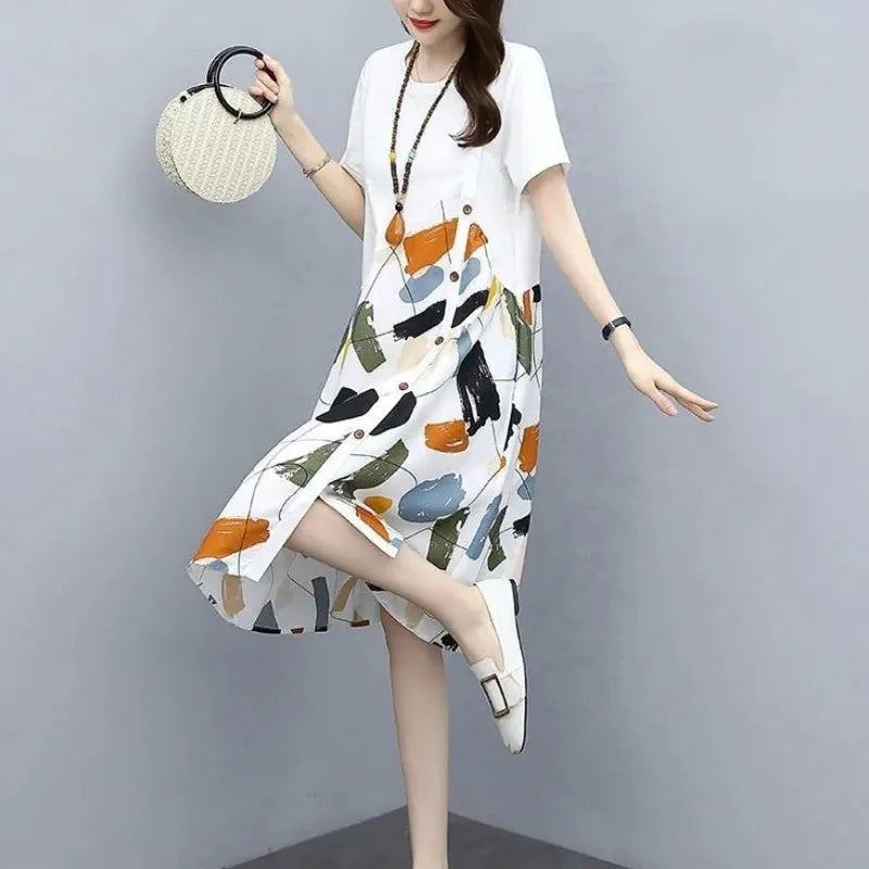 Female Dresses 2023 Tshirts Clothing Formal Occasion Women's Dress Midi Shirt Loose Hot New In Y2k Retro Features Promotion X Xl
