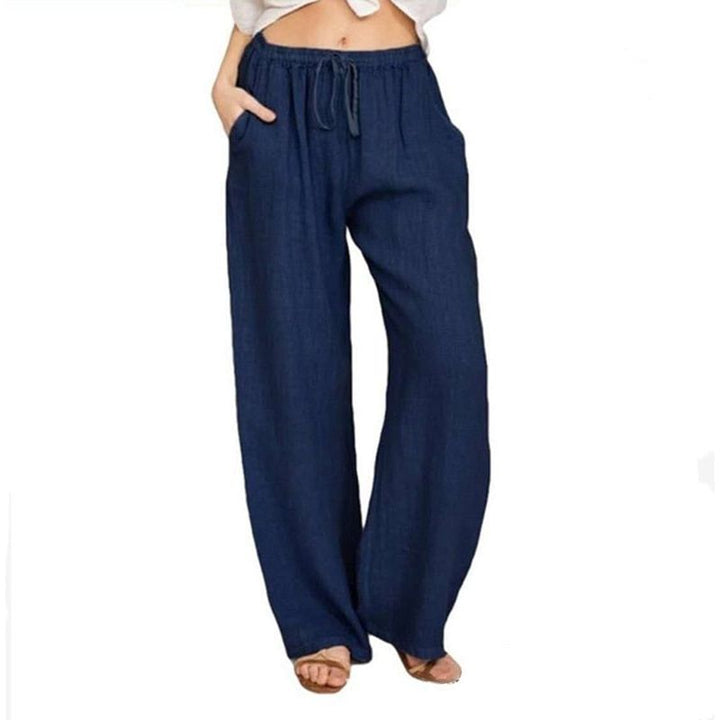 Cotton Linen Pants For Women Casual Trousers Female Drawstring Wide Leg Pants Y2K Clothing Drawstring Pants Women Streetwear Plus size - Jointcorp
