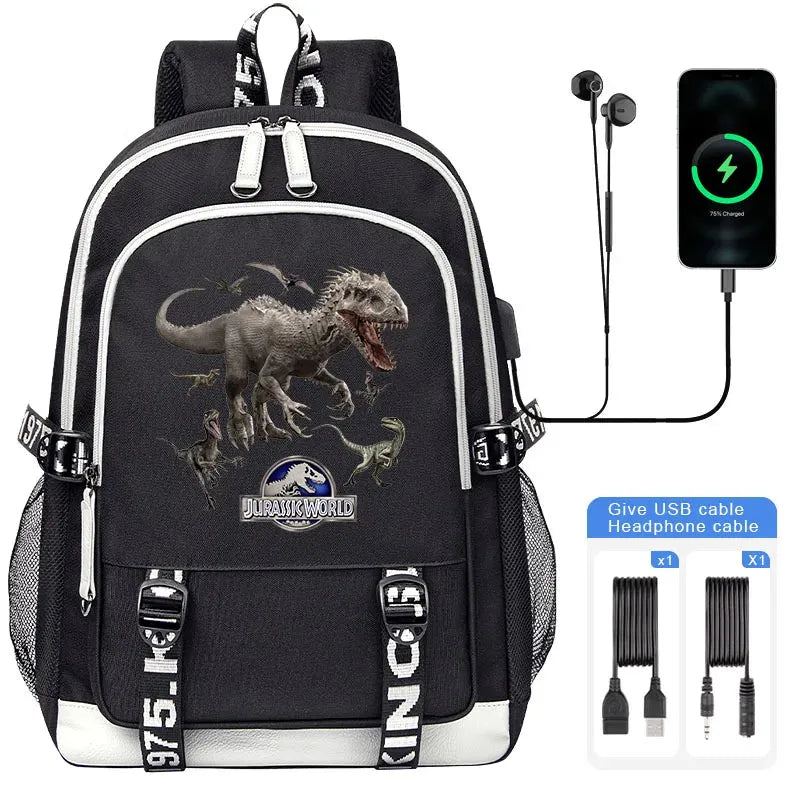 Jurassic World Indominus Rex Hybrid Predator Boy Girl Backpack Kids USB Book Bag Men large capacity Traveling Backpack