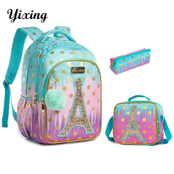 Children School Bags Kids Backpack Set in Primary Schoolbag for Teenager Girls Sequin Tower School Bags Waterproof Book Bags