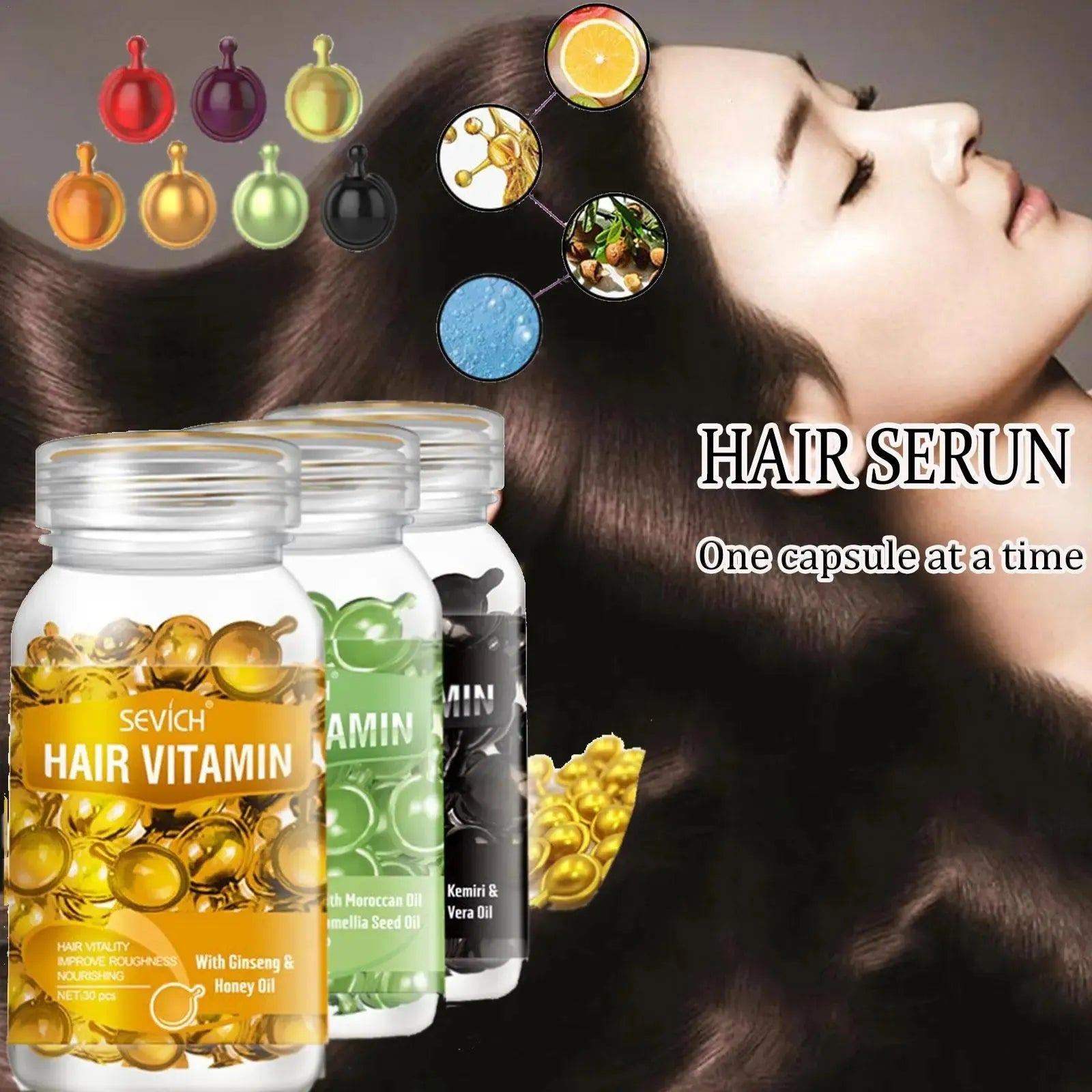 Hair Vitamin Capsule Oil Scalp Treatment Smooth Hair Care Moroccan Essence Oil Anti Frizz Hydrating Nourishing Hair Oil Serum