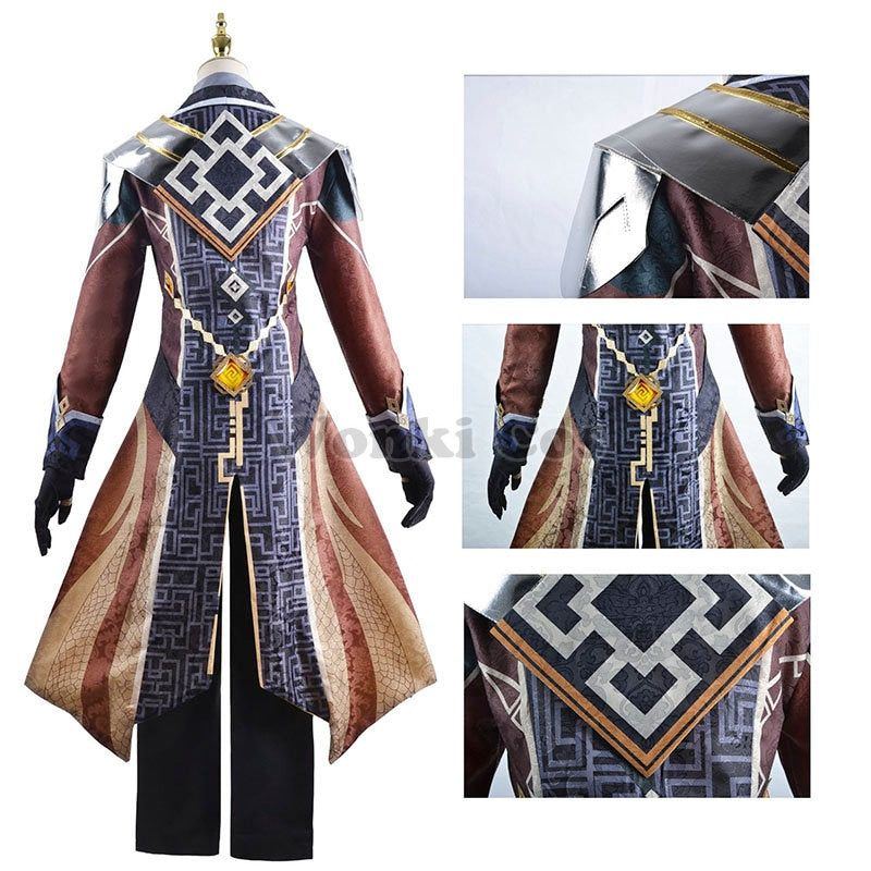 Genshin Zhongli Cosplay Costume Wig Hair Genshin Impact Liyue Morax Zhong Li Cosplay Outfits Costumes