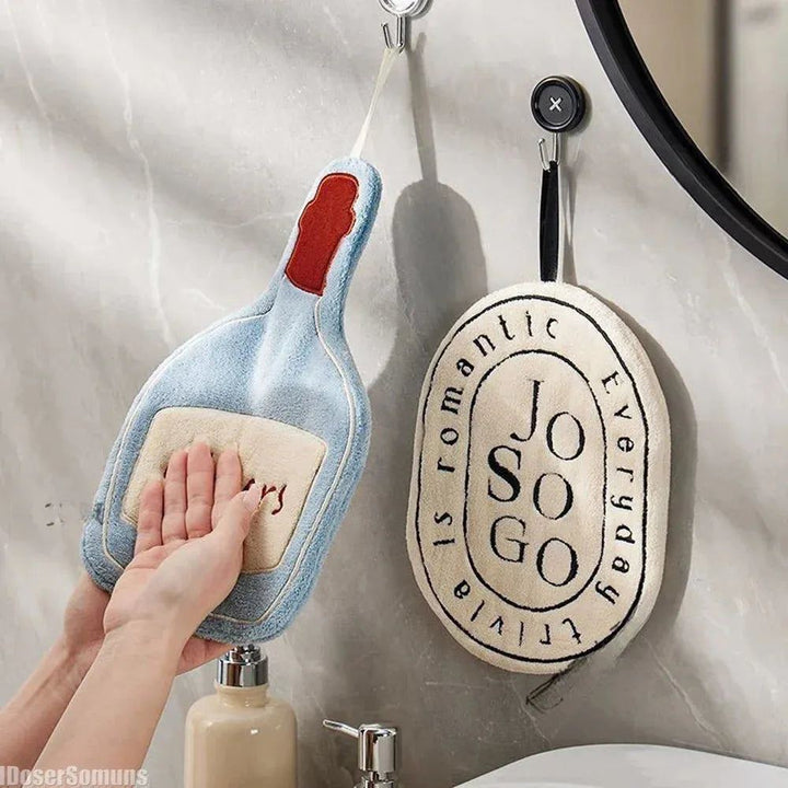 The New-style Hand Towel Home Hanging Thickened Convenient Double-layer Speed Dry Absorbent Hand Cloth Kitchen and Bathroom Foot