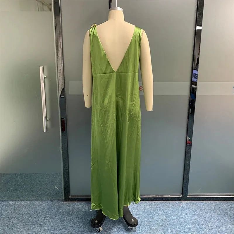 Women Maxi Dress Summer Casual Solid Sleeveless