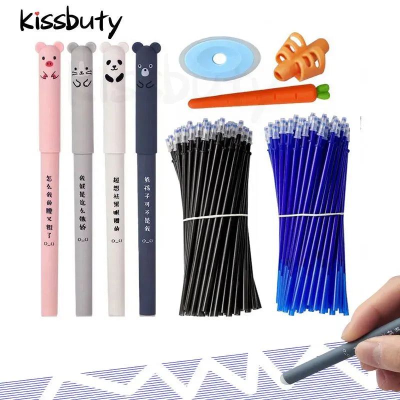 Kawaii Erasable Gel Pen Set Washable Handle Pen Grip School Stationery