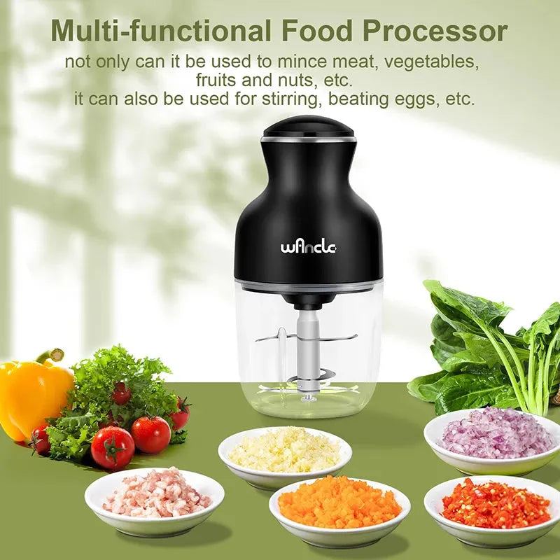 Wancle 0.6L Household Meat Grinder Food Processor Stainless Steel Blade 350W High Power Vegetable Fruit Chopper Kitchen Grinder