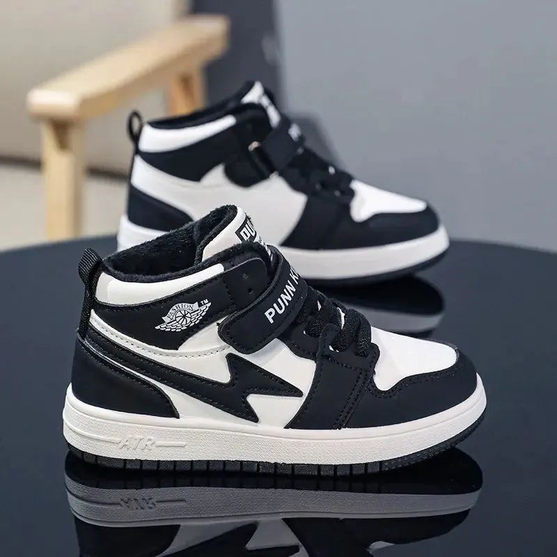 Vanmie Kids High Top Shoes Casual Flat White Shoes for Girls Boys Fashion Children Casual Breathable High Top Sneakers