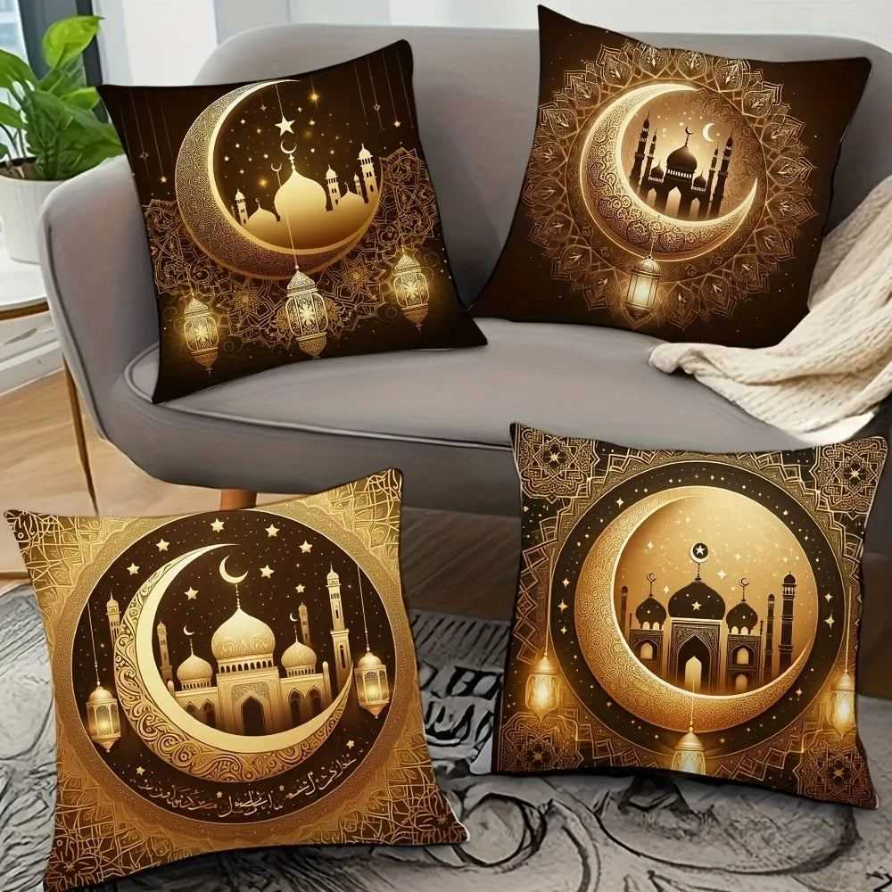 Light Luxury Ramadan Printed Pillowcase Nordic Home Decor Pillowcase Holiday Bedroom Living Room Decor Polyester Cushion Cover