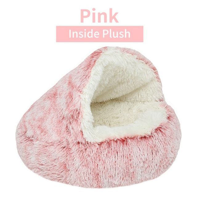 Plush Round Cat Bed Pet Mattress Warm Soft Comfortable Basket Cat Dog 2 in 1 Sleeping Bag Nest for Small Dogs - Jointcorp