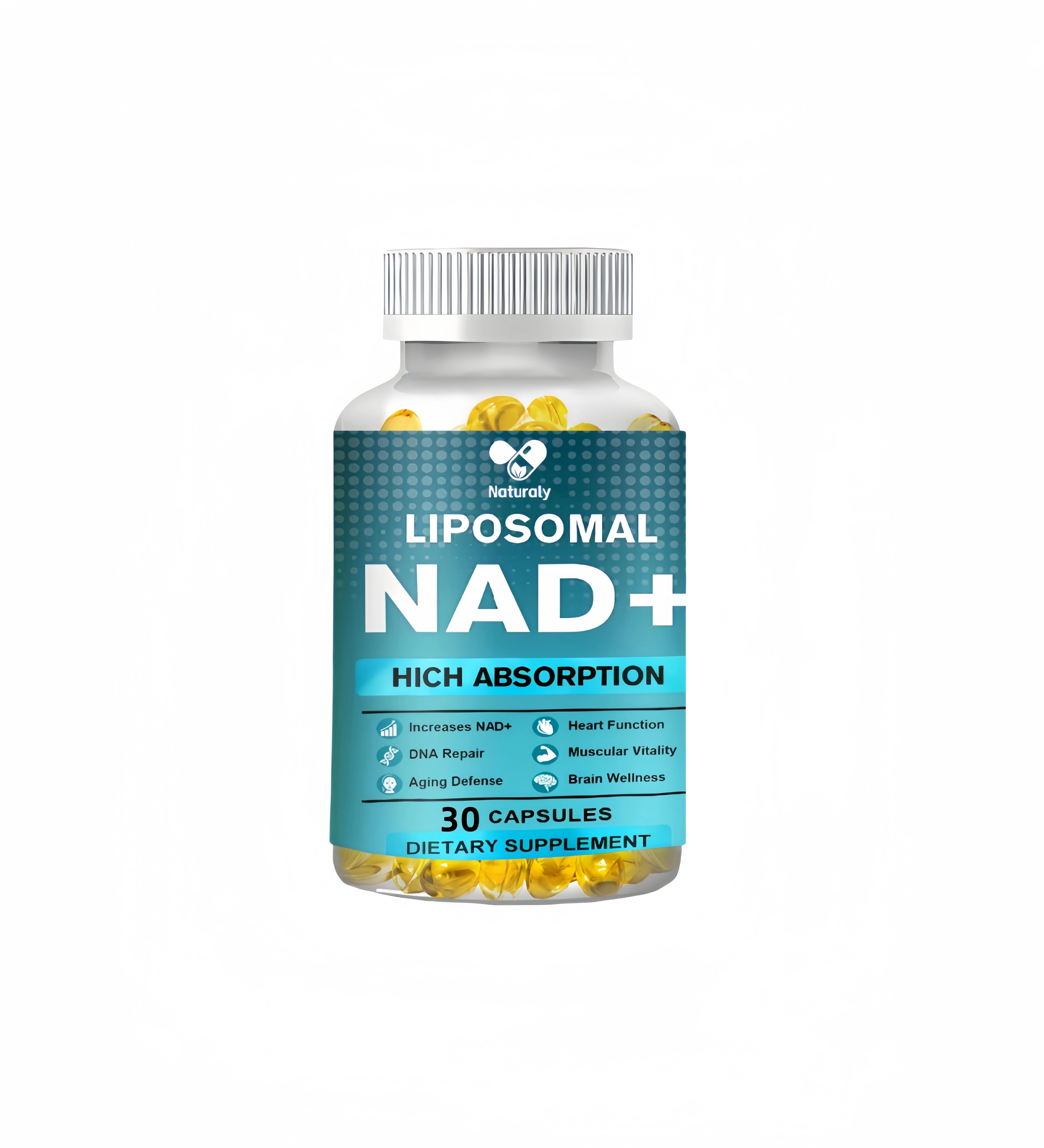 NAD Supplement, Liposomal NAD+ supplement - Aging Defense, Cellular Energy, Heart & Brain Function,Longevity, 120 Capsules