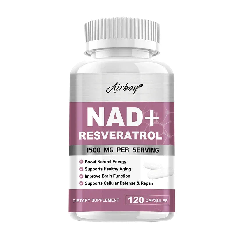 NAD+ Resveratrol Supplements - Natural Energy, Anti-aging and Cellular Health, Strengthens The Immune System