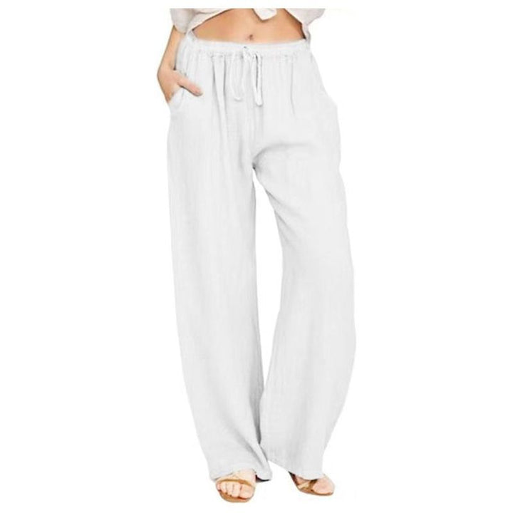 Cotton Linen Pants For Women Casual Trousers Female Drawstring Wide Leg Pants Y2K Clothing Drawstring Pants Women Streetwear Plus size - Jointcorp