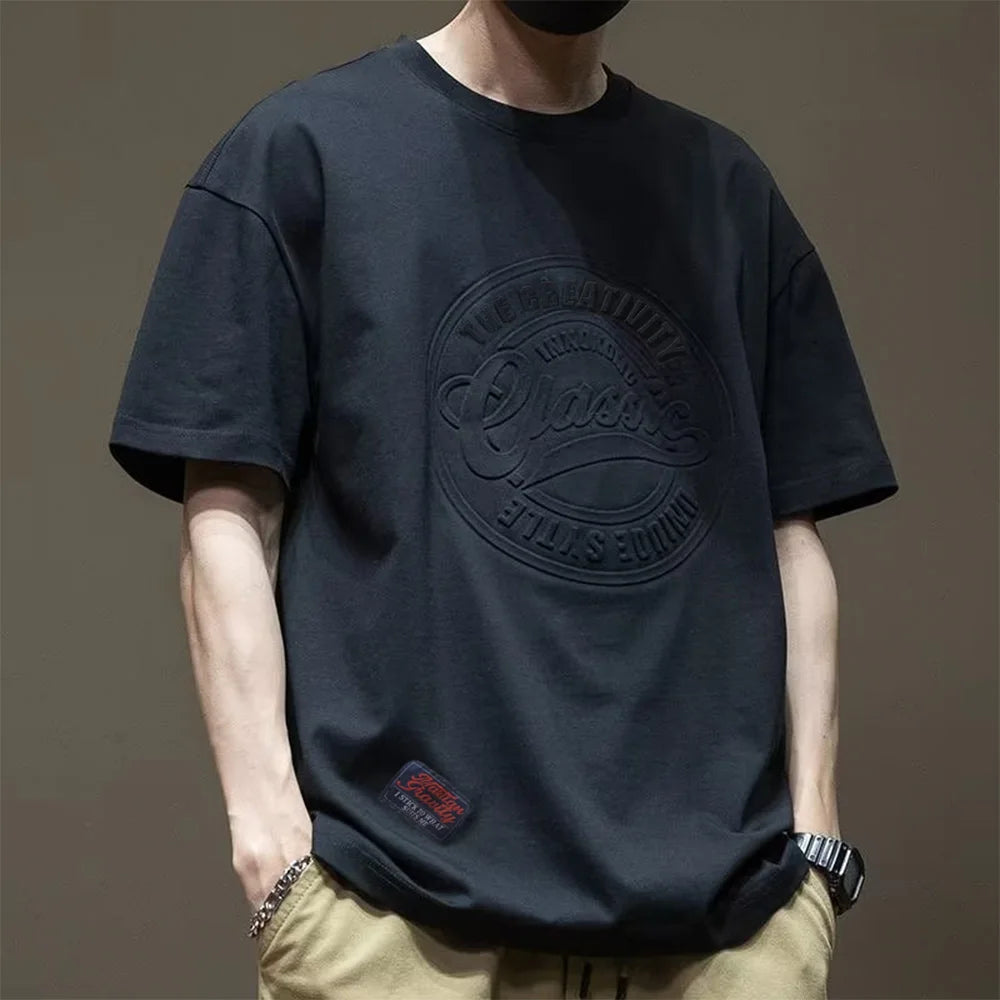 3D Print Steel Print Cotton American Retro Short-sleeved T-Shirt Men Casual T Shirt Classic Labeled T-shirts Tops Tees