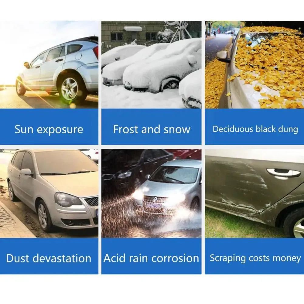 Universal Half Car Cover Shade Cover Outdoor Reflection Aluminum Film Waterproof Auto Cover For Sedan Hatchback Suv E2p5