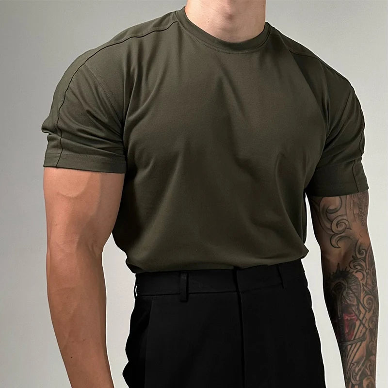 2024 Summer New Mens T-shirts Pure Cotton Breathable Slim Short Sleeve O Neck Bottoming T Shirt Streetwear Men Casual Pullovers