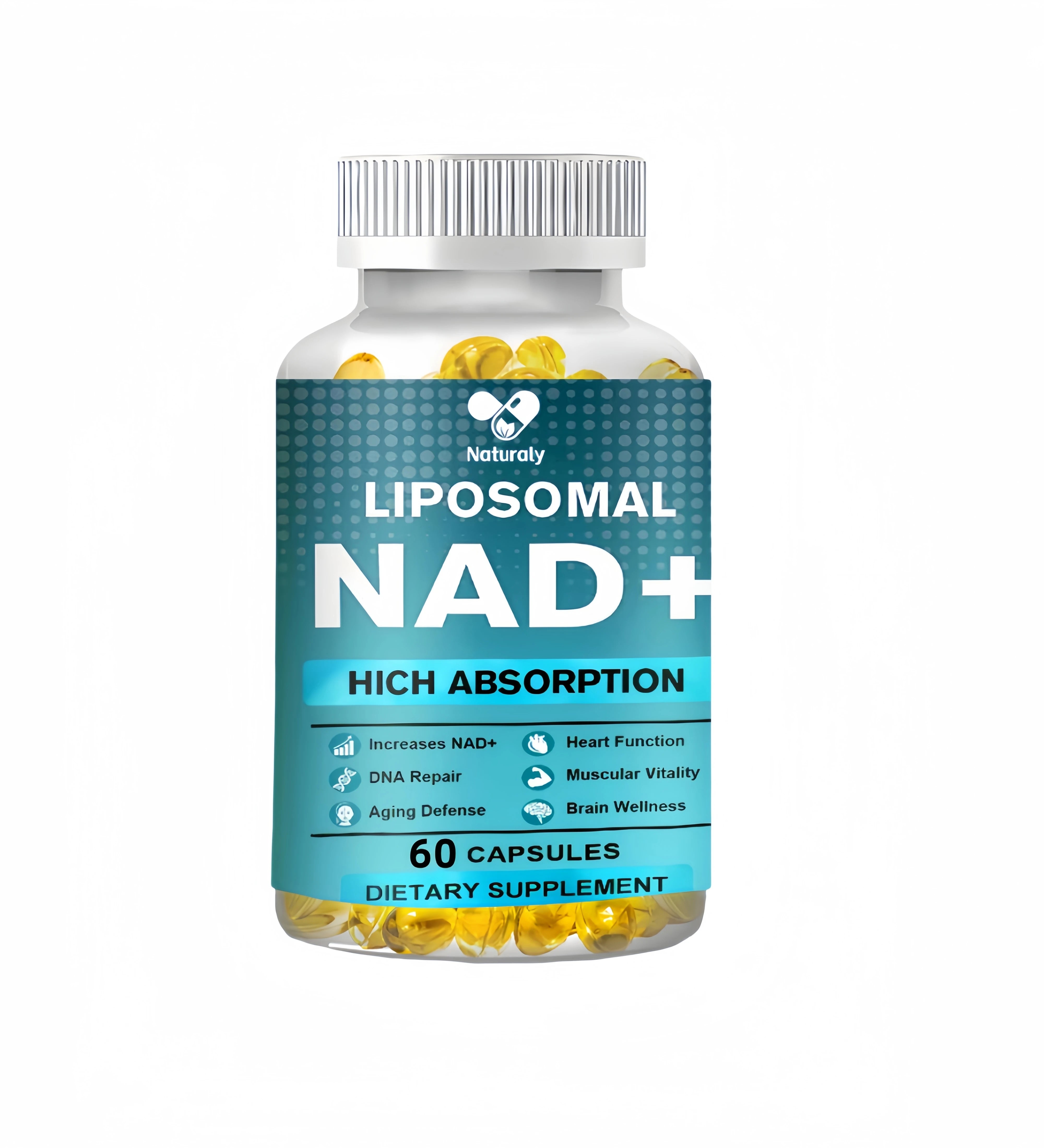 NAD Supplement, Liposomal NAD+ supplement - Aging Defense, Cellular Energy, Heart & Brain Function,Longevity, 120 Capsules