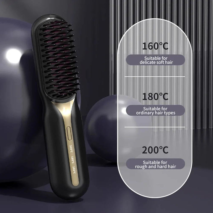 Wireless Hair Straightener Hot Comb Ceramic Heating Professional Electric Brush Smoothing Iron Negative Ion Hair Care Comb
