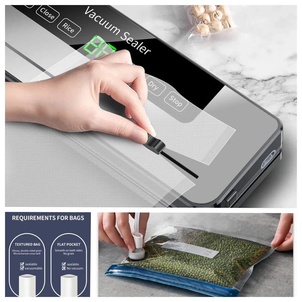 Vacuum Sealer Machine Dry/Wet Food Vacuum Sealer With UV Sterilization For Food Storage And Sous Vide Cooking Built-in Cutter