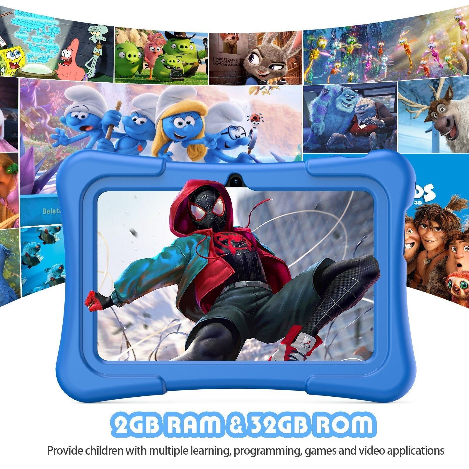 PRITOM Tablet for Kids 7 Inch Android 11 32 GB WiFi Bluetooth Dual Camera Educational Software Installed with Proof Case