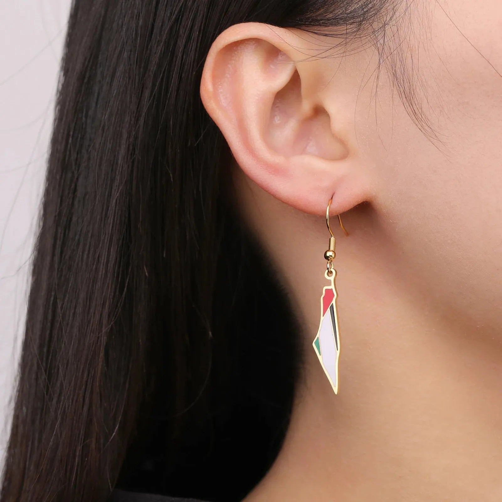 Cazador Palestine Map Earrings for Women Girls Stainless Steel Jewelry State Geography Drop Earrings Gift Wholesale Trendy 2024