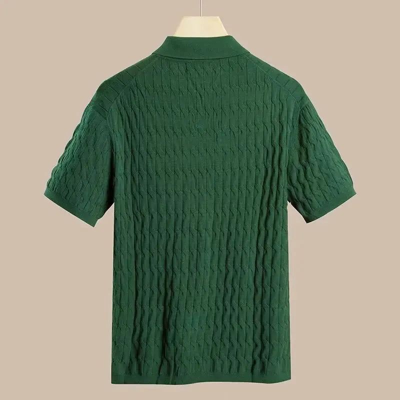 2023 New Fashion Knit Polo Shirts Men Korean Style Slim Fit  Solid Short Sleeve Top Summer Trend Premium Polos Tshitrt  For Mens