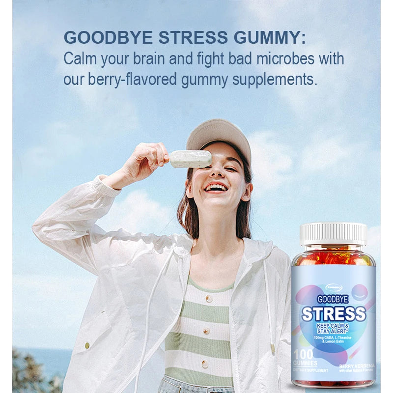Goodbye Stress Gummies - with GABA, L-Theanine, Lemon Balm - Relieve Stress, Improve Negative Emotions, and Relax