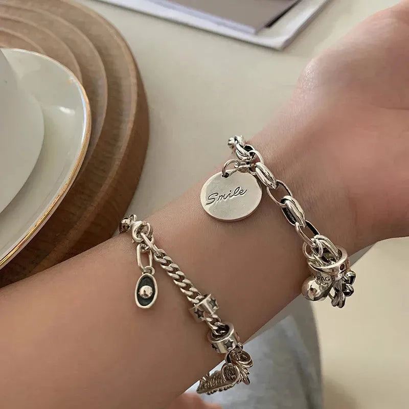 Bracelet for Women Vintage Geometric Heart Love Lucky Punk Jewelry