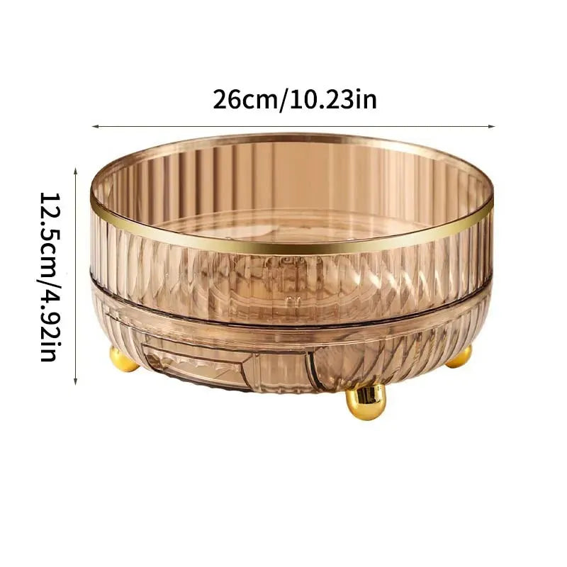 New Kitchen Rotating Condiment Storage Rack Condiment Round Multifunctional Double-layer Arrangement Storage Rack Fruit Tray