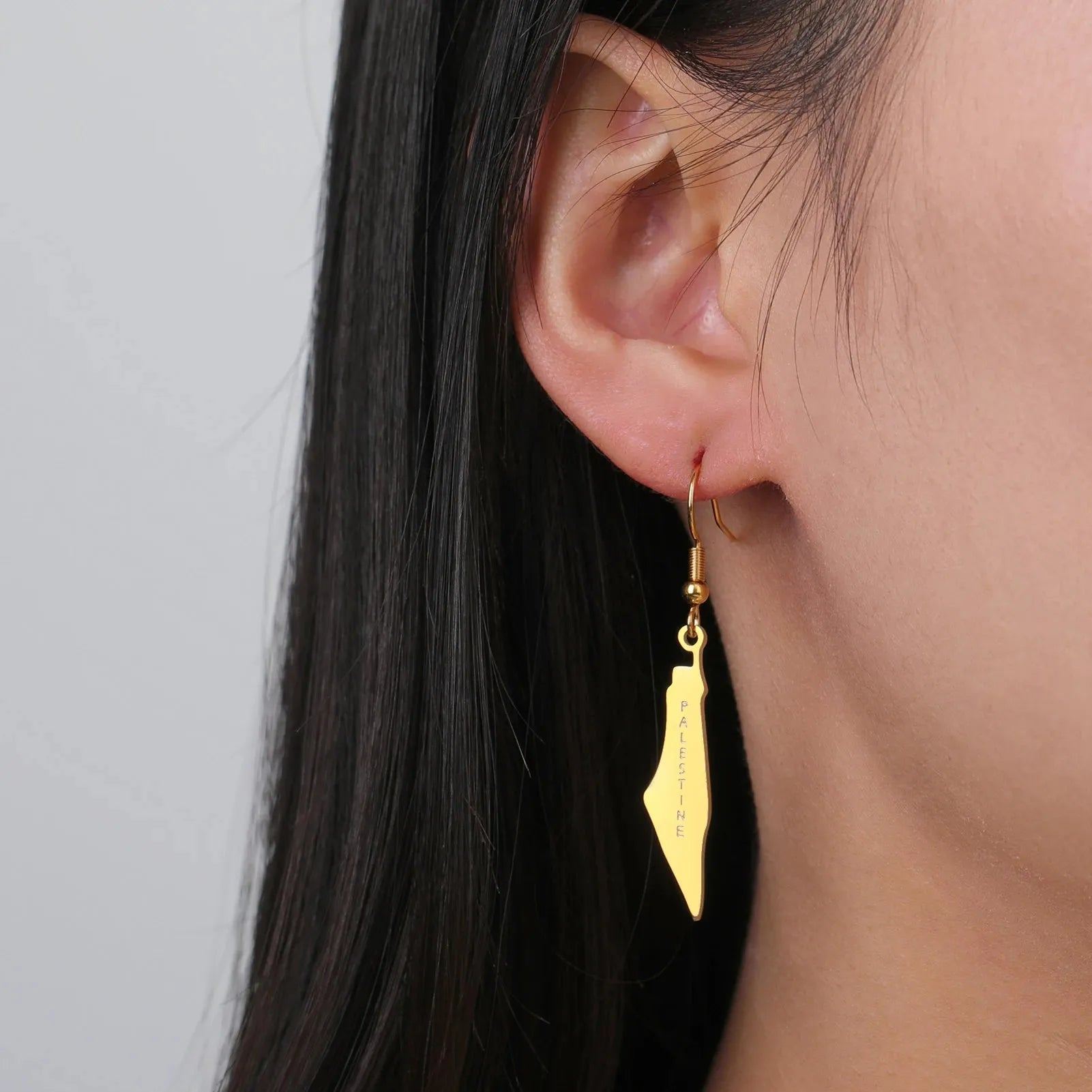 Cazador Stainless Steel Palestine Drop Earrings for Women Girls Gold Color Jewelry Map Dangle Earrings Christmas Gift Wholesale
