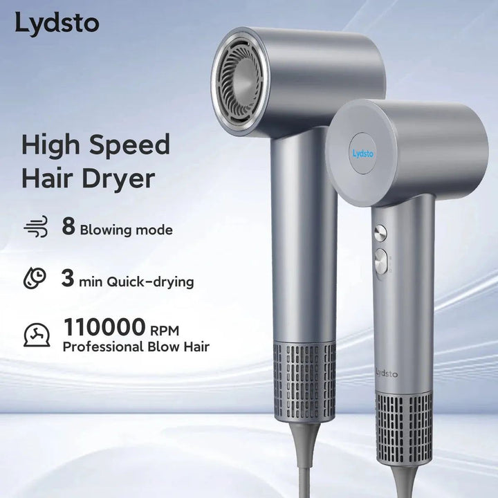 Lydsto High Speed Hair Dryer Negative Ion Hair Care 110,000 Rpm Professional Quick Dry LED Light 59dB Low Noise High Speed Blow