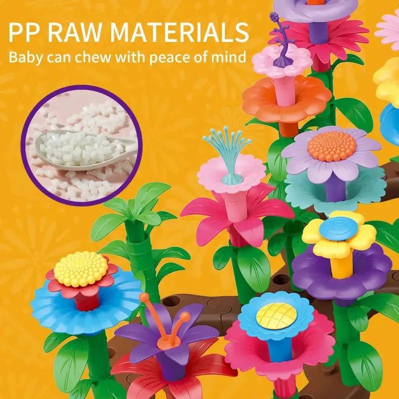Children's Building Block Assembly Toy Set Creative Puzzle 100 Variety Garden DIY Flower Arrangement Big Granular Granules