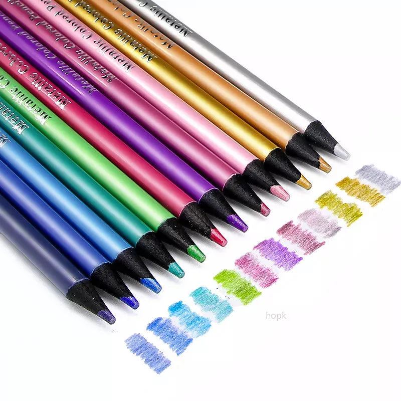Metallic Colored Pencils Drawing Sketching Set