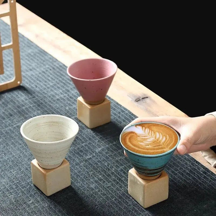 Retro Ceramic Coffee Mug Rough Pottery Tea Cup Japanese Latte Pull Flower Porcelain Cup Creative Pottery Coffee Cup 200ml