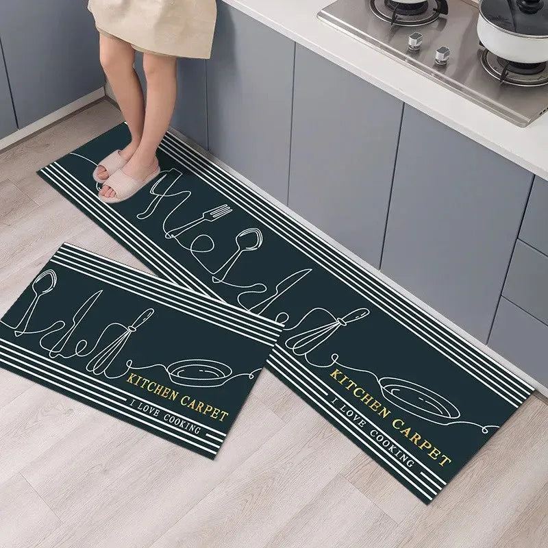 2Pcs/Set Modern Kitchen Mat Anti-slip Floor Carpet Household Carpet Long Strip Entrance Door Mat Bathroom Mat Home Decor Carpet