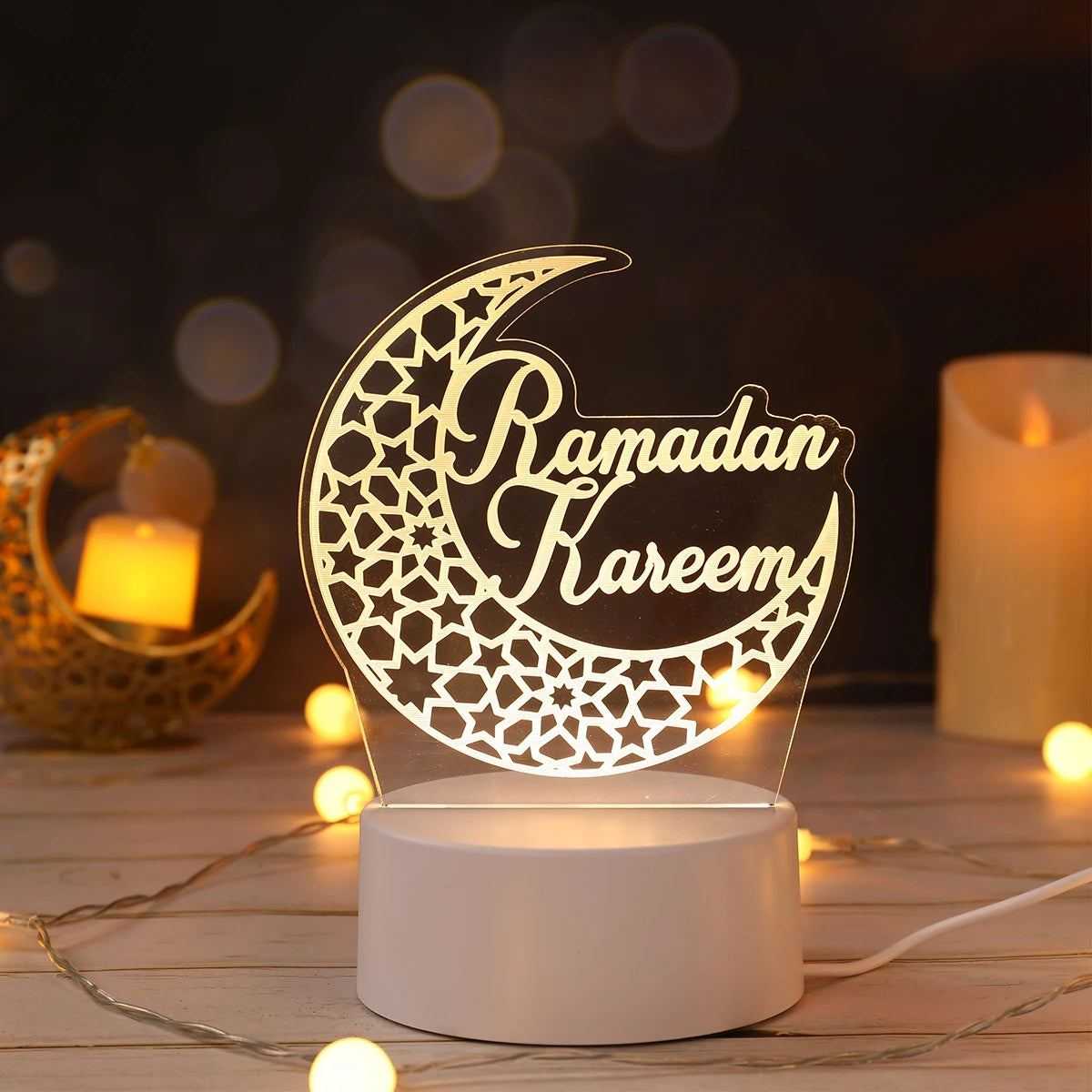 Ramadan Kareem Lights Eid Mubarak Table Lamps Ramadan Decoration For Home 2025 Islamic Muslim Party Decor Eid Al Adha Gifts